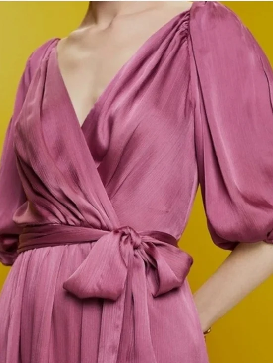 NWT Esprit Elegant Old Money Vibes Cold Shoulder Maxi Belted Dress S12 - Picture 2 of 13